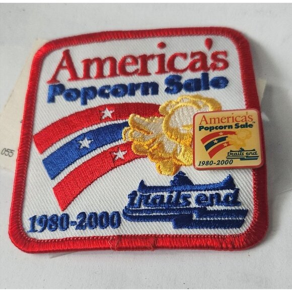 Popcorn Sales Patch + Pin Vintage Boy Cub Scouts America BSA Embroidered 1980-20 - Picture 3 of 3
